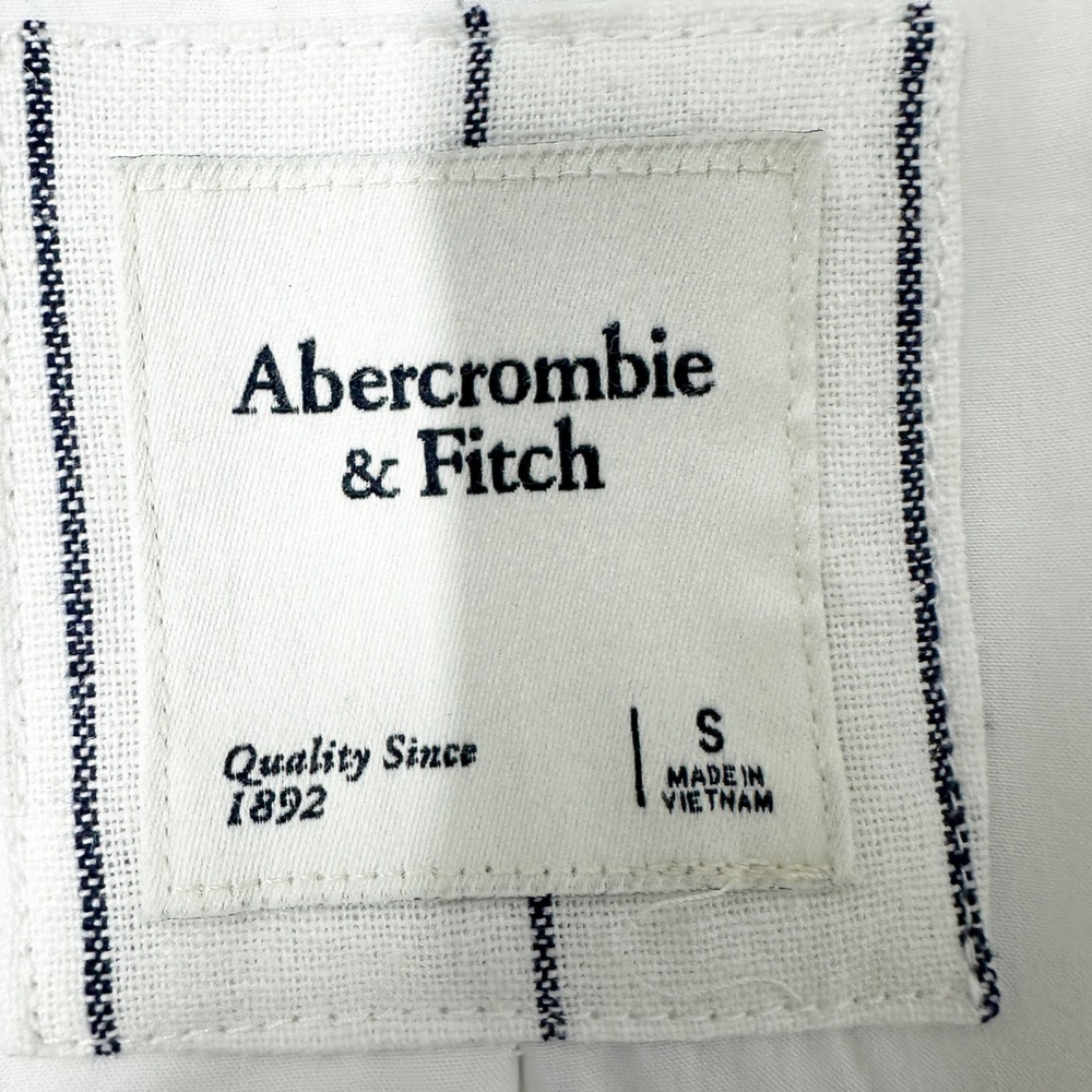 Abercrombie & Fitch Linen Pinstripe Long Sleeve White Blazer Womens Size Small - Picture 7 of 14